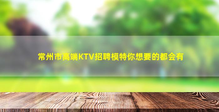 常州市高端KTV招聘模特你想要的都会有